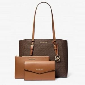 Michael Kors Charlotte Large 3-in-1 Signature Logo Tote Bag - Brown/Gold
